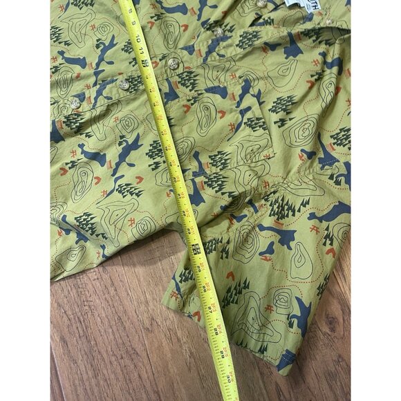 DULUTH Untucked Men's Sz L Tall Green Camping Map Theme Relaxed Fit Button Down - Picture 5 of 6